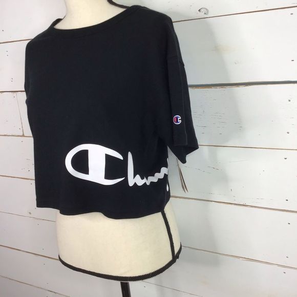 New Champion Heritage Script Logo Cropped T Shirt - Picture 2 of 7
